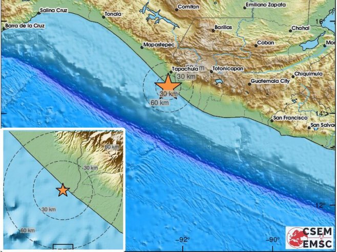Земљотрес јачине 6,4 степени погодио границу Мексика са Гватемалом