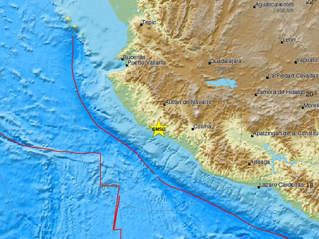 Земљотрес код обале Мексика (Фото: EMSC/CSEM) - 
